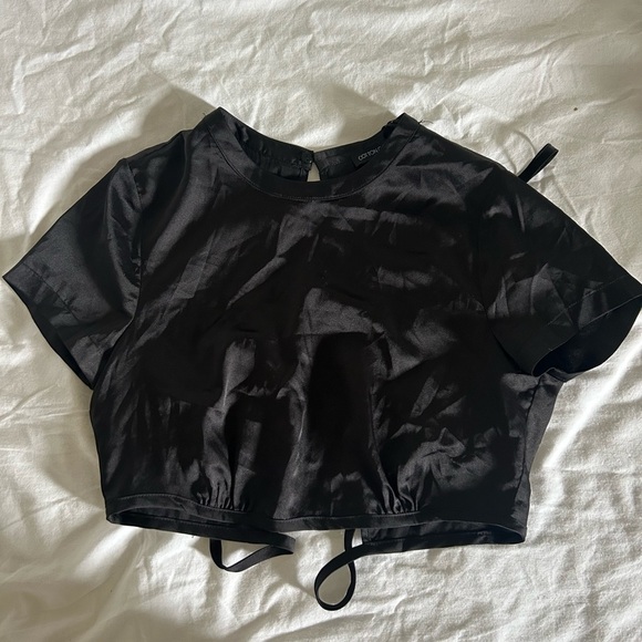 Black Satin Crop Top - Picture 1 of 2